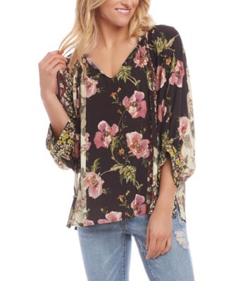 Karen Kane - Mixed-Print Peasant Top