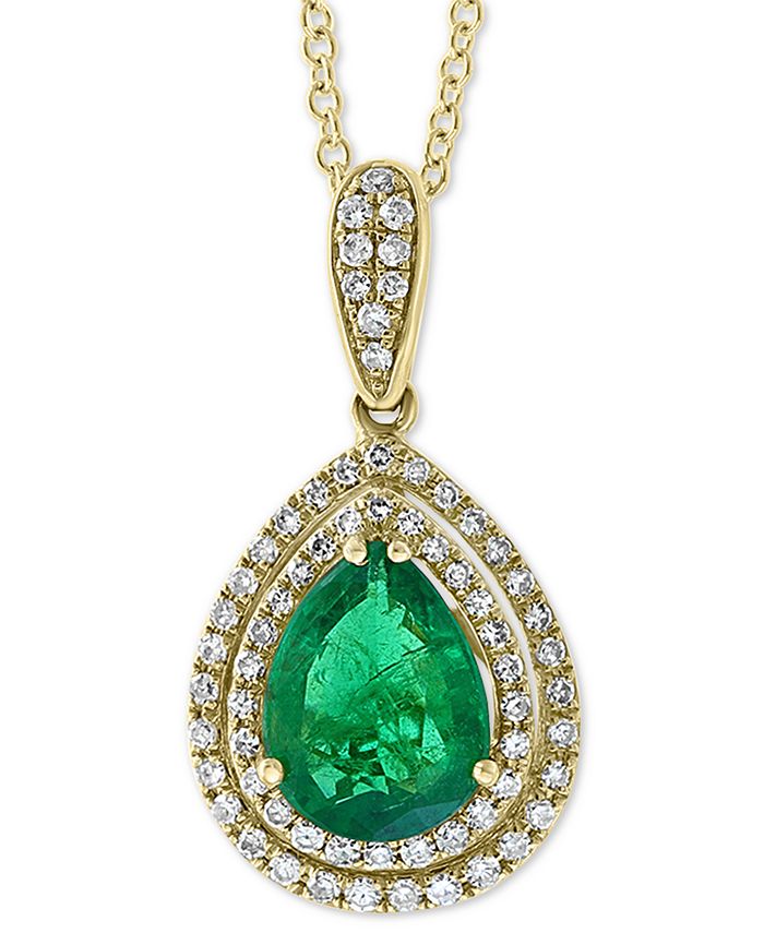 EFFY Collection - Emerald (1-1/3 ct. t.w.) & Diamond (1/4 ct. t.w.) 18" Pendant Necklace in 14k Gold