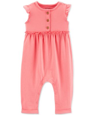 Carter's - Baby Girls Ruffled Cotton Jumpsuit