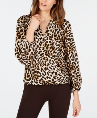 INC International Concepts - Leopard-Print Surplice Top