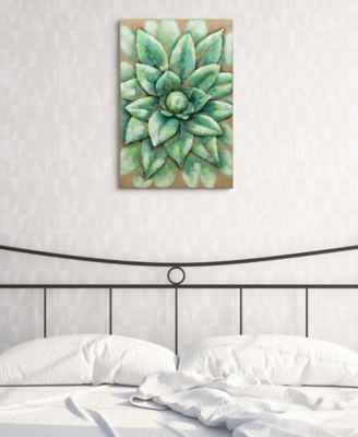 'Succulent 2' Mixed Media Iron Hand Painted Dimensional Wall Sculpture - 24" x 16"