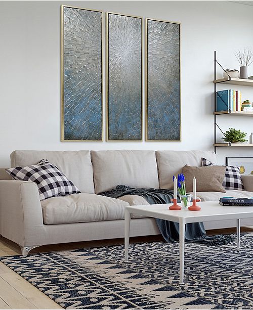 Empire Art Direct Silver Ice 3Piece Textured Metallic Hand Painted