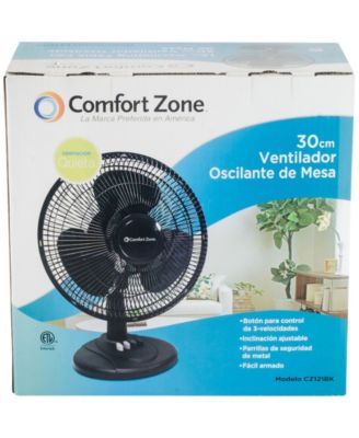 Comfort Zone Cz121Bk 12" Oscillating Table Fan