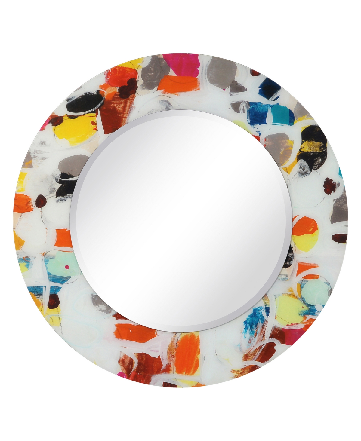 Round Beveled Reverse Printed Tempered Art Glass Mirror Wall Decor - 48" x 48'' - Multi