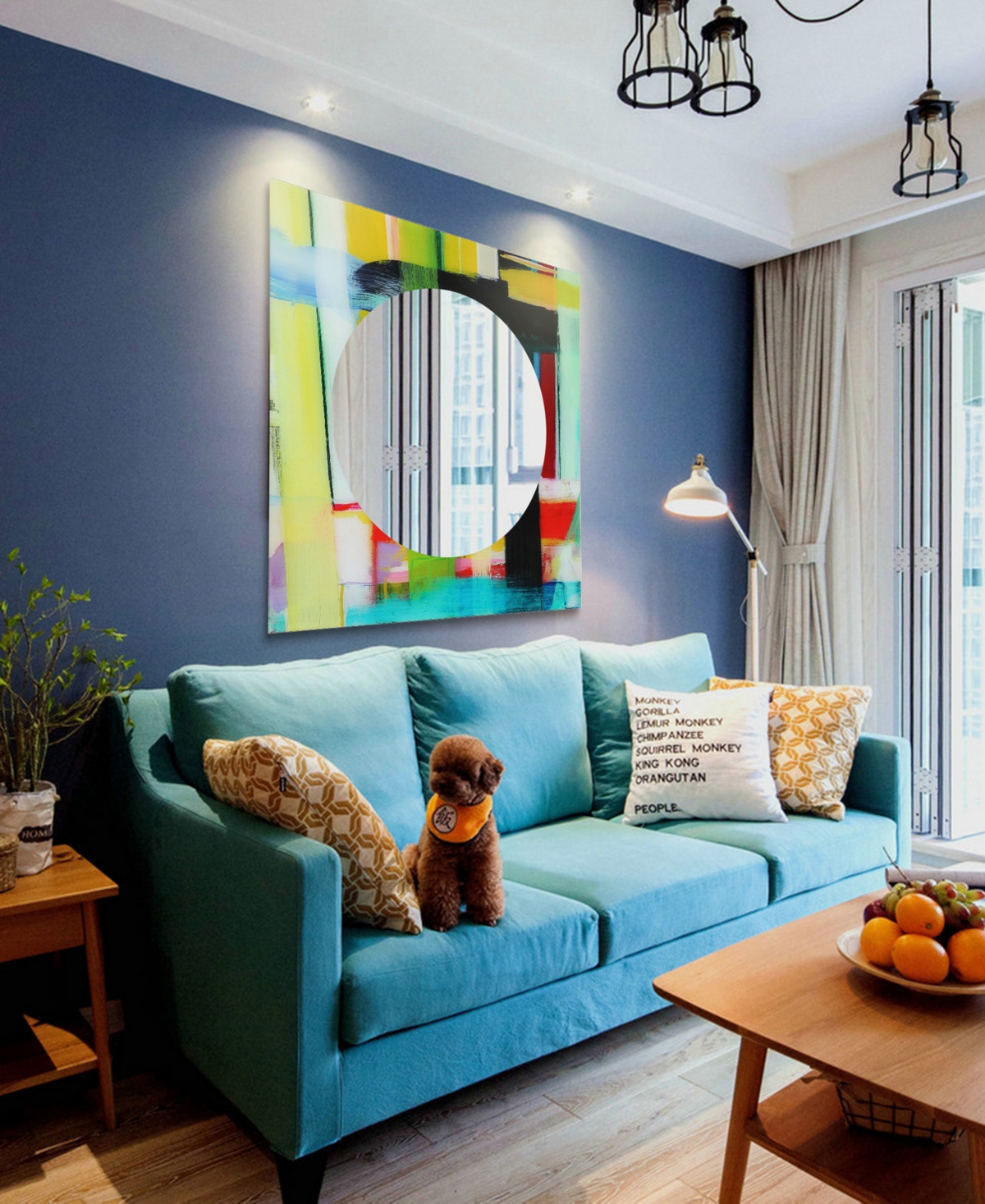 Empire Art Direct Printed Tempered Art Glass with Round Beveled Mirror Wall Decor 36''