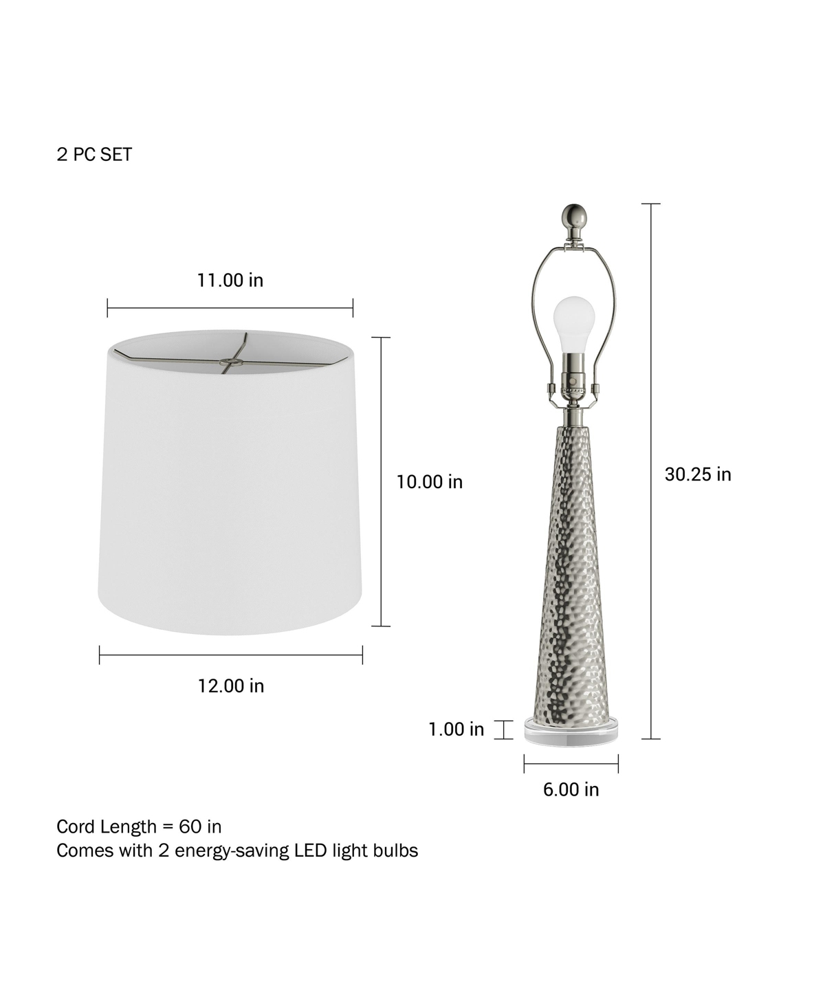Lavish Home Table Lamps In Silver,ivory