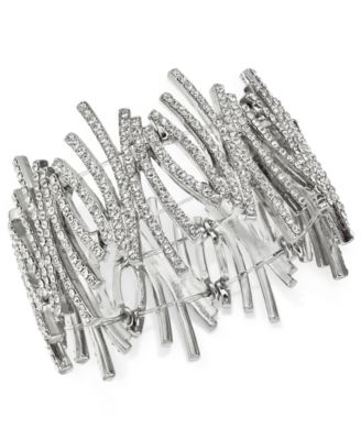 I.N.C. International Concepts - Silver-Tone Crystal Zigzag Stretch Bracelet