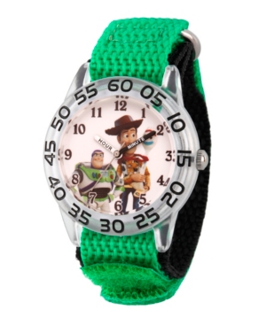 EwatchFactory Boy's Disney Toy Story 4 Woody Buzz Lighter Bo Peep Green Plastic Time Teacher Strap Watch 32mm