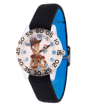 image of EwatchFactory Boy-s Disney Toy Story 4 Woody Forky Black Plastic Time Teacher Strap Watch 32mm