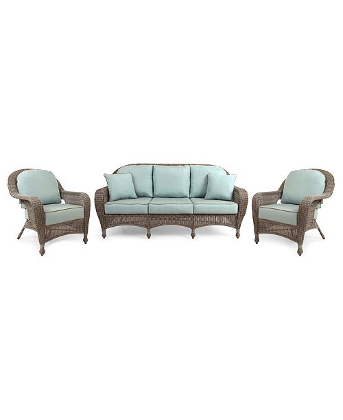 Furniture Sandy Cove Outdoor Wicker 3Pc. Seating Set (1 Sofa and 2