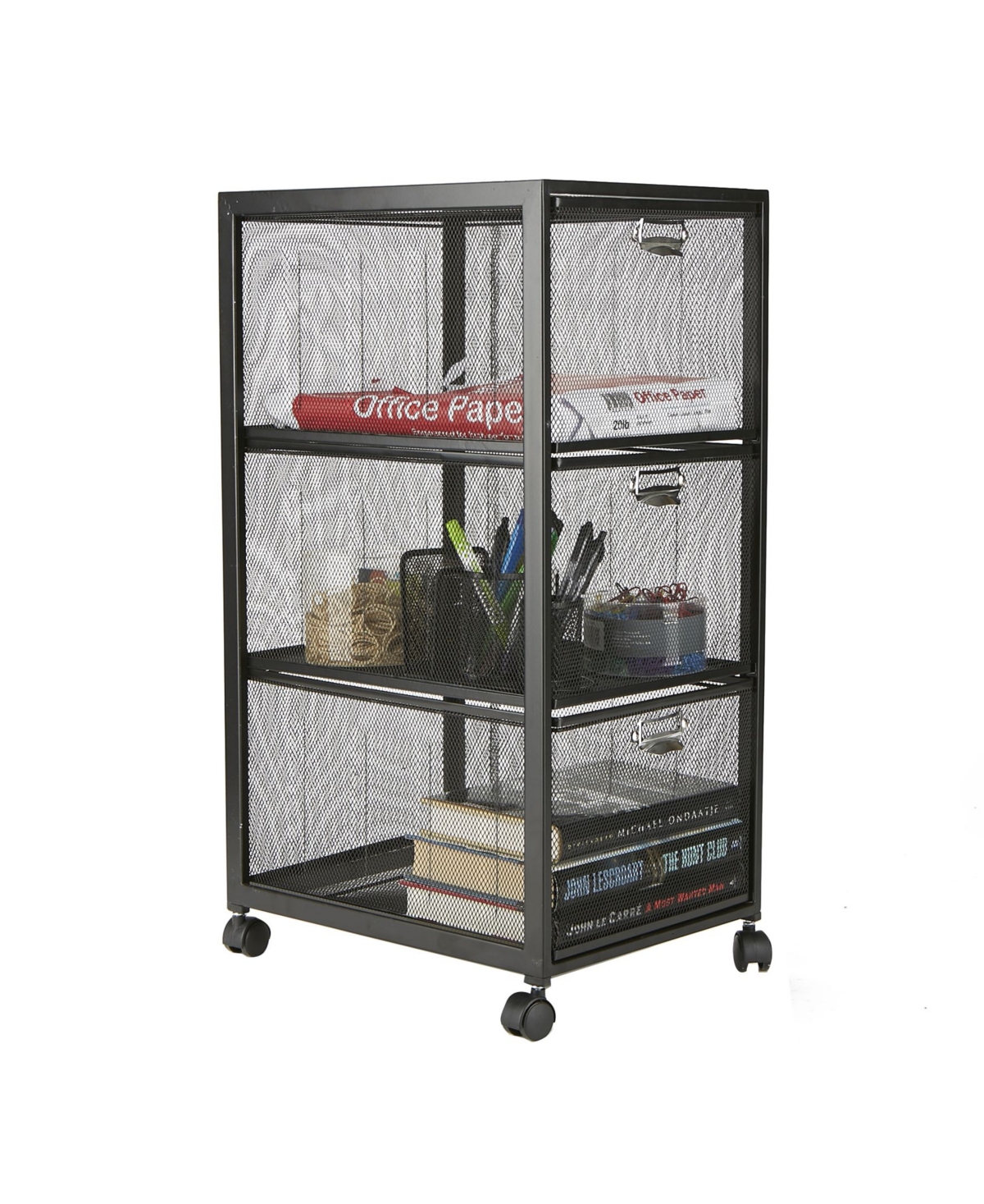 3-Tiered Drawers Cart, Office Cart, Utility Cart - Black