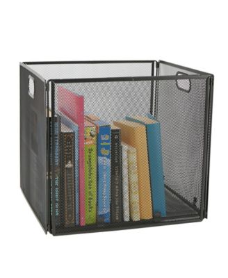 Mind Reader Mesh File Box With Handle, Collapsible Storage Basket