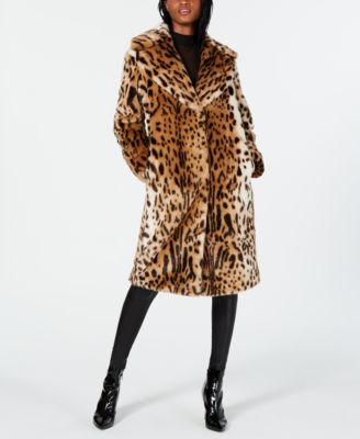 Mens leopard print parka faux fur lapel jacket warm long coat overcoat trench d3 