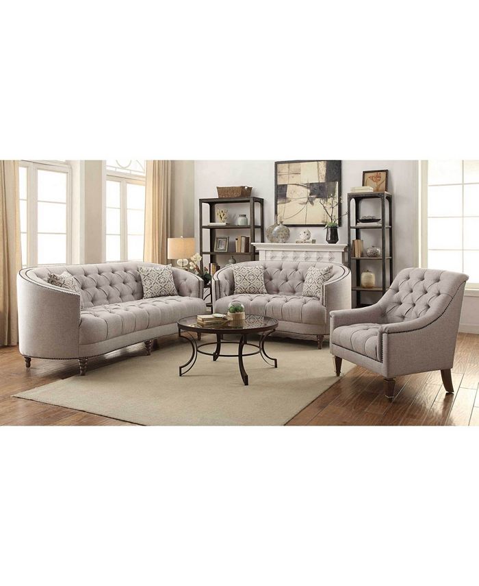 COASTER COMPANY OF AMERICA - Avonlea Loveseat with Button Tufting and Nailhead Trim Beige