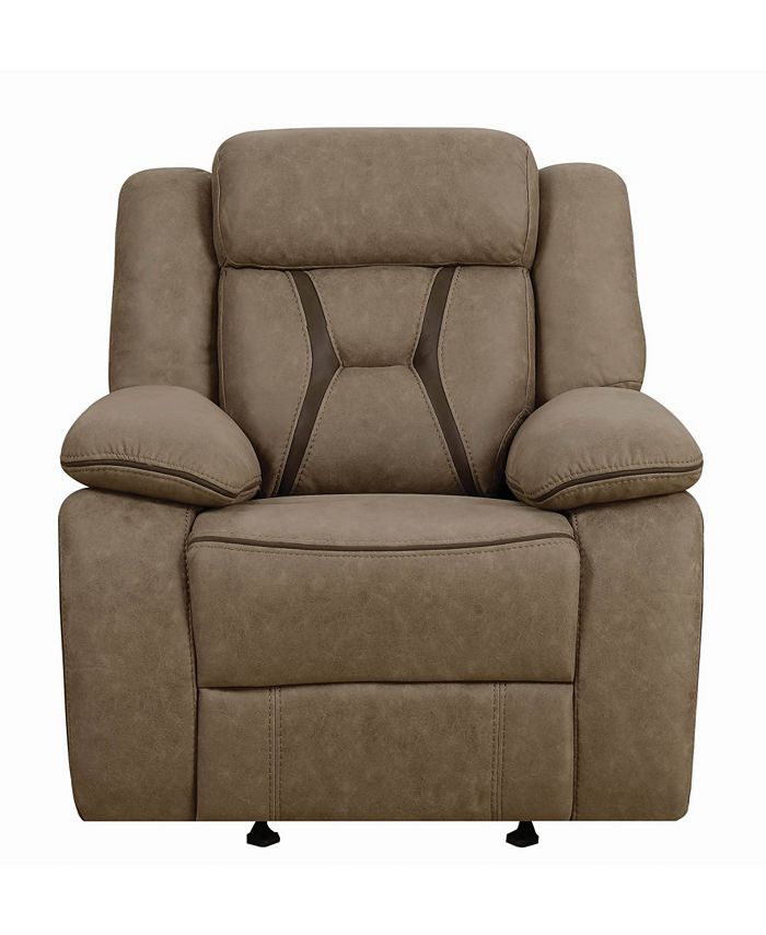 Macy's - Houston Pillow-Padded Glider Recliner with Contrast Stitching Tan