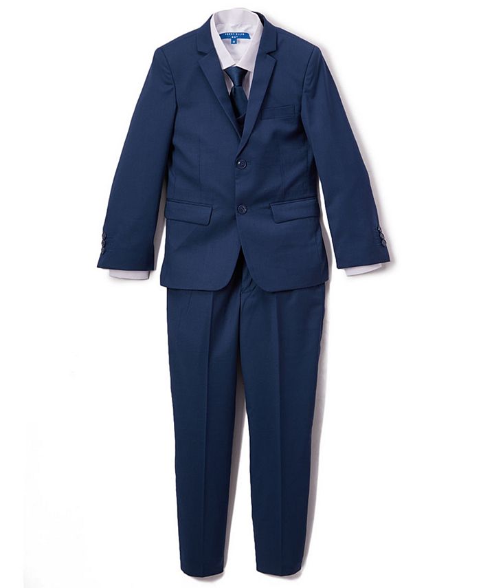 Perry Ellis Boy's 5-Piece Shirt, Tie, Jacket, Vest and Pants Solid Suit ...