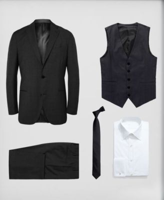Big Boy's 5-Piece Shirt, Tie, Jacket, Vest and Pants Solid Suit Set
