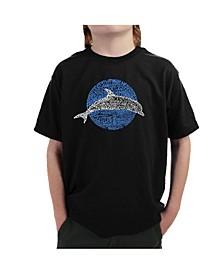 Big Boy's Word Art T-Shirt - Species of Dolphin