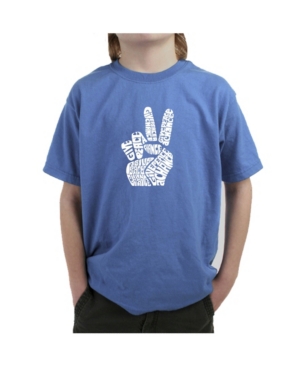 La Pop Art Big Boy's Word Art T-Shirt - Peace Fingers