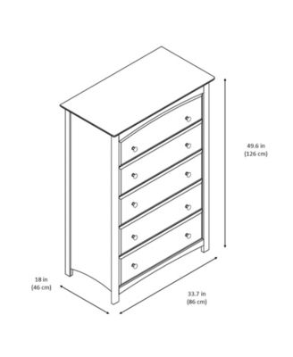 Kenton 5 Drawer Universal Dresser - White