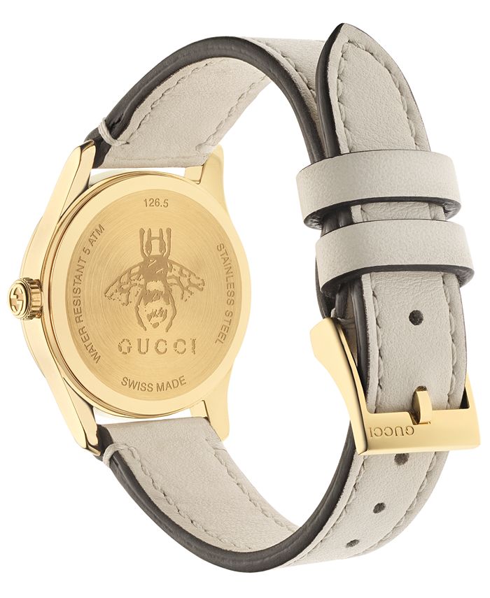 Gucci Women's Swiss GTimeless White Leather Strap Watch 27mm Macy's