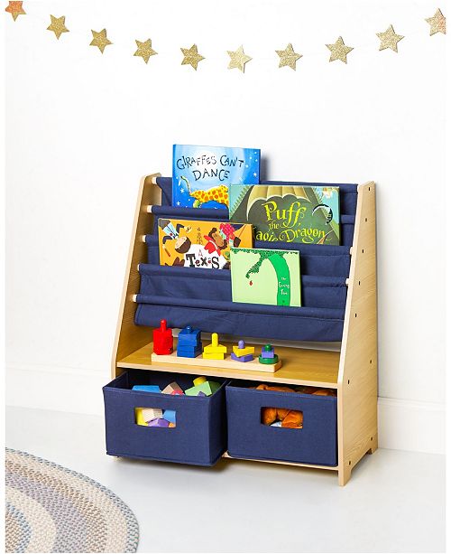 Wildkin Natural Sling Bookshelf With Blue Canvas Reviews Kids