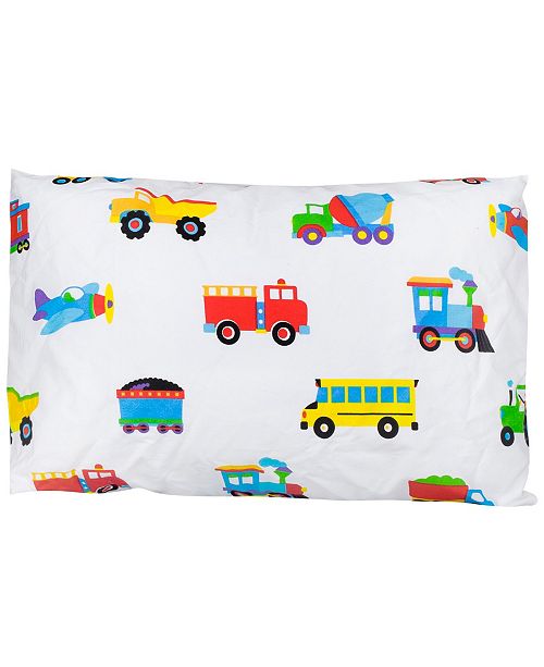 Wildkin Trains Planes Trucks Hypoallergenic Toddler Pillowcase