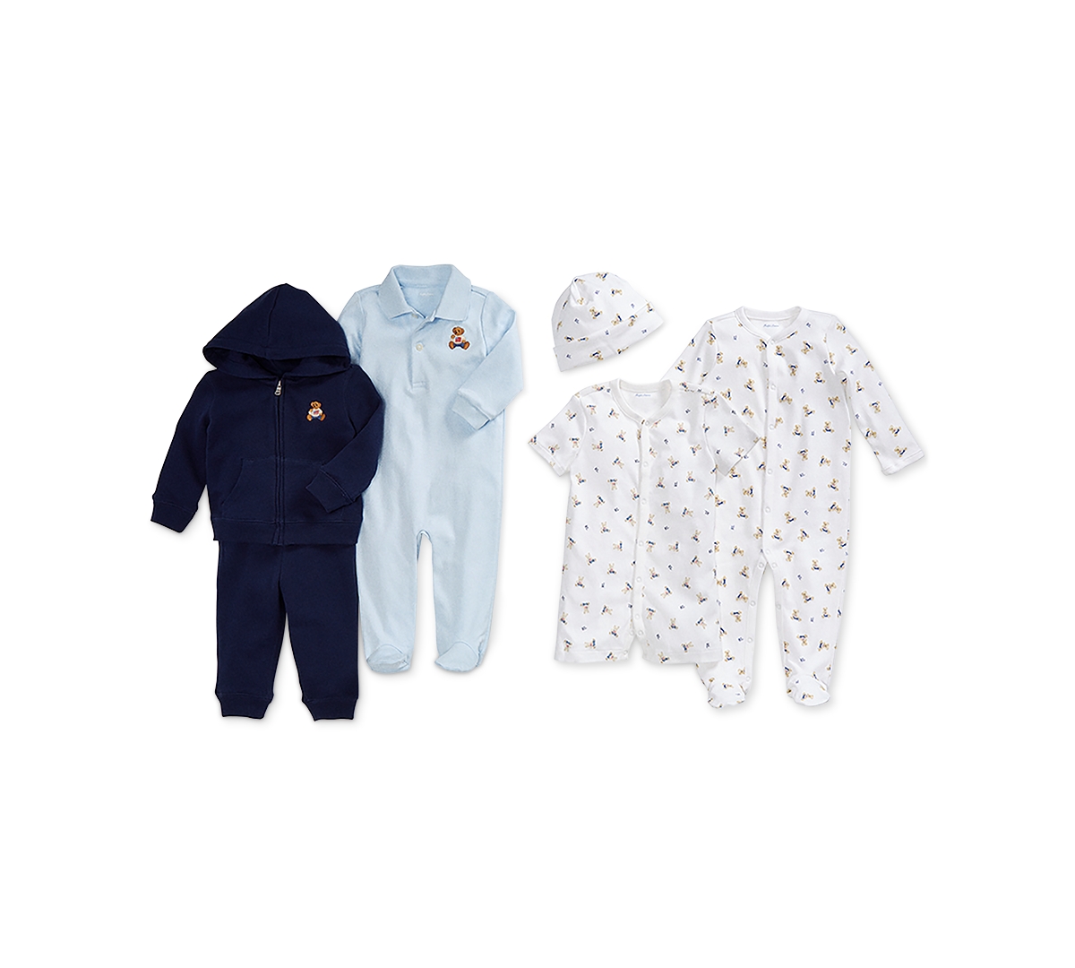 Shop Polo Ralph Lauren Baby Boys Bear Hoodie And Pants, 2 Piece Set In French Navy