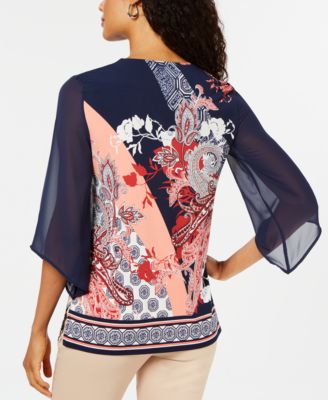 JM Collection Petite Sheer Kimono-Sleeve Top, Created for Macy's