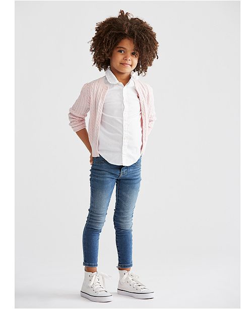 Polo Ralph Lauren Toddler Girls Cardigan Oxford Shirt Denim