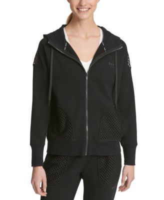 DKNY - Mesh-Trimmed Zip Hoodie