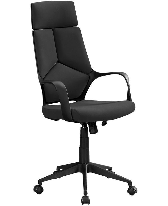 Monarch Specialties - Office Chair - Black Black Fabric High Back Executive