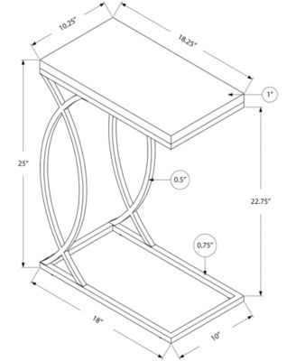 Chrome Metal Edgeside Accent Table in Grey Cement