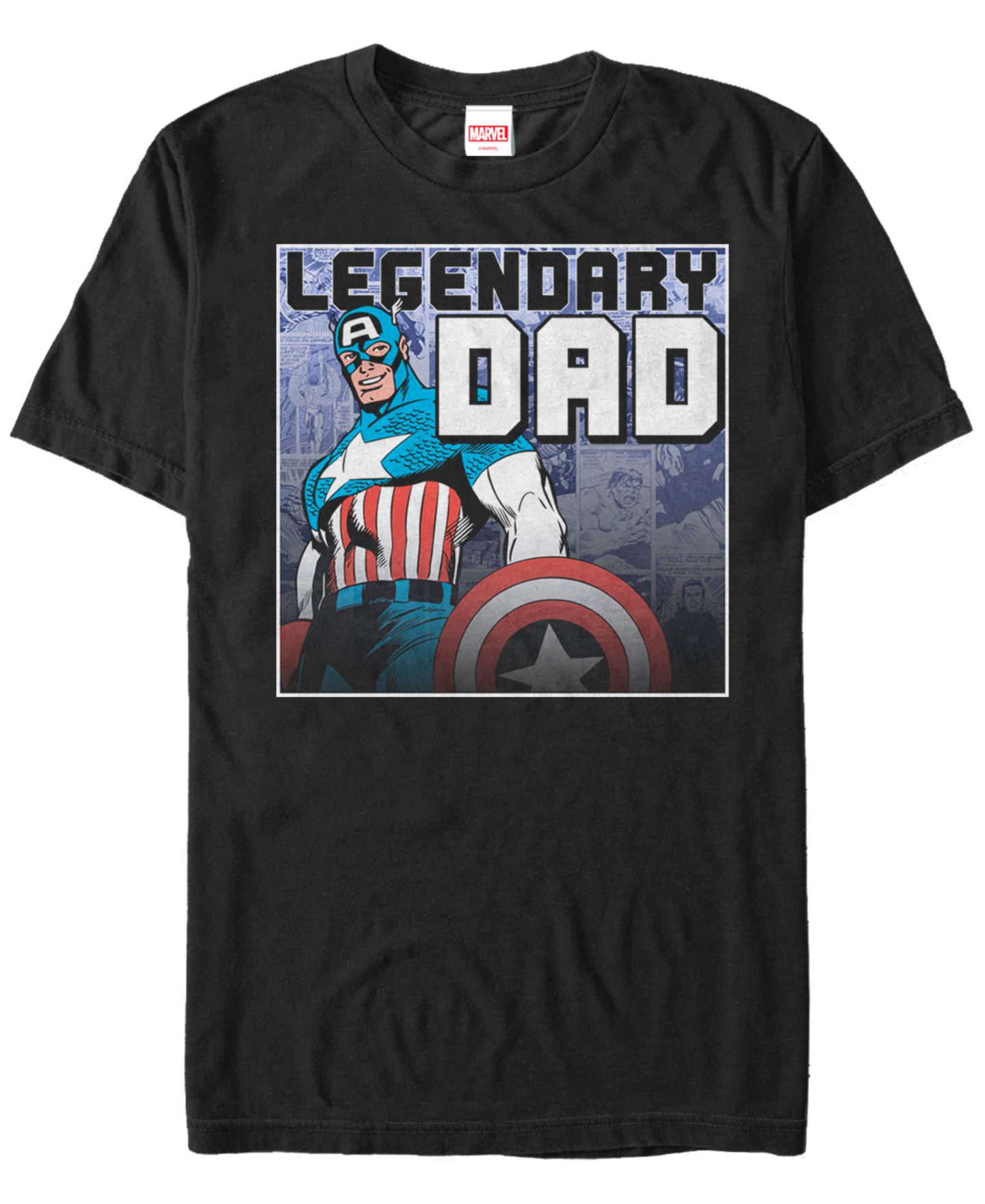 Мужская футболка Fifth Sun Marvel Comic Collection Captain America Legendary Dad Short Sleeve, цвет: Чёрный — фото 2