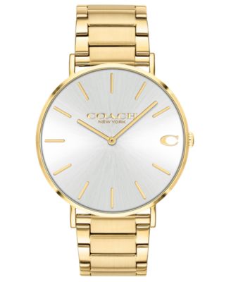 코치 남성 손목 시계 COACH Mens Charles Gold-Tone Stainless Steel Bracelet Watch 41mm