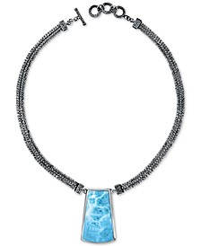 Larimar Pendant Necklace in Sterling Silver, 18" + 1" extender