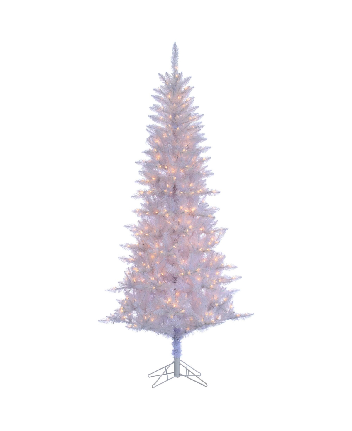 7.5 Ft. White Tiffany Tinsel Tree with 450 clear lights - White