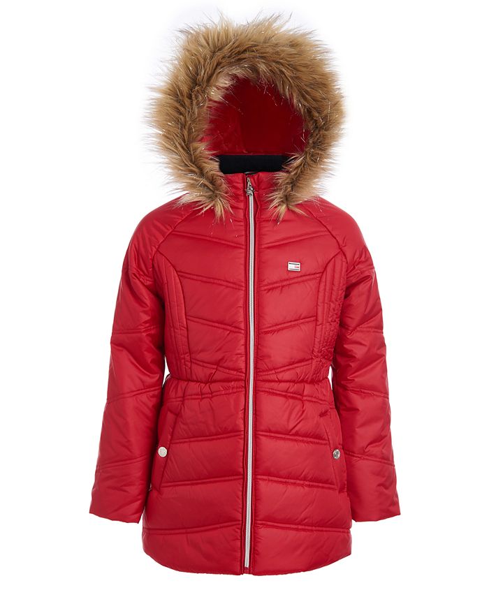 Tommy Hilfiger Big Girls Puffer Jacket With Faux Fur Hood - Macy's
