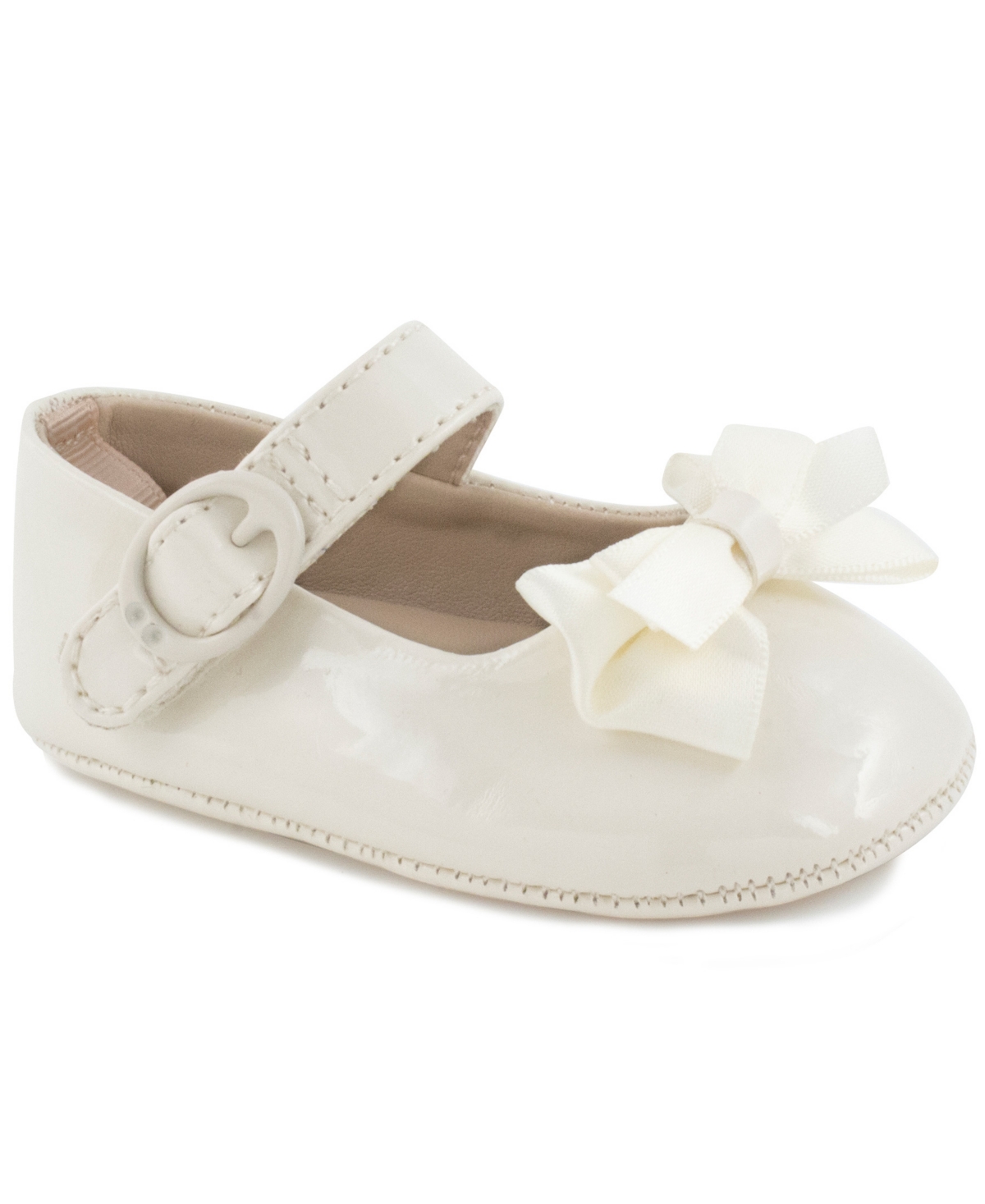 Shop Baby Deer Baby Girl Patent Skimmer With Fancy Bow And Strap In White