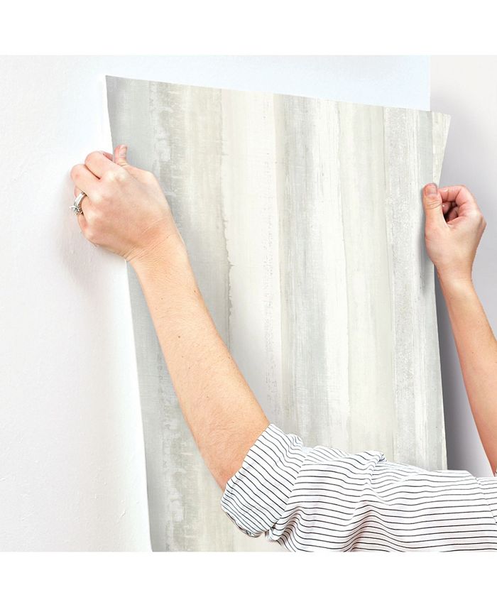 York Wallcoverings Tan Watercolor Stripe Peel & Stick Wallpaper