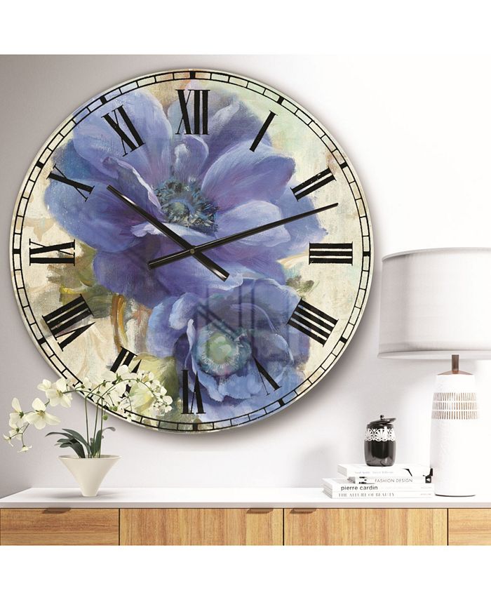 Designart Floral Farmhouse Oversized Metal Wall Clock - Macy's