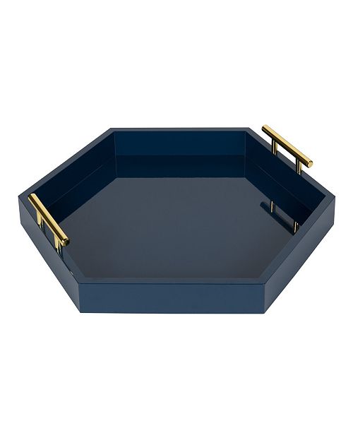 Kate And Laurel Lipton Hexagon Decorative Tray With Metal Handles