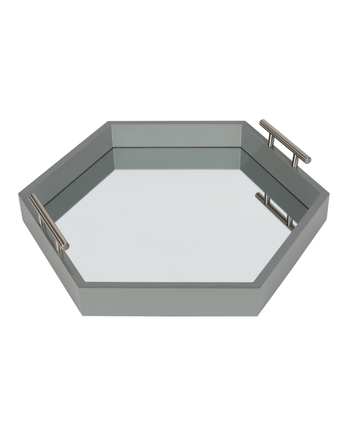 Kate and Laurel Lipton Hexagon Decorative Tray with Metal Handles - 18