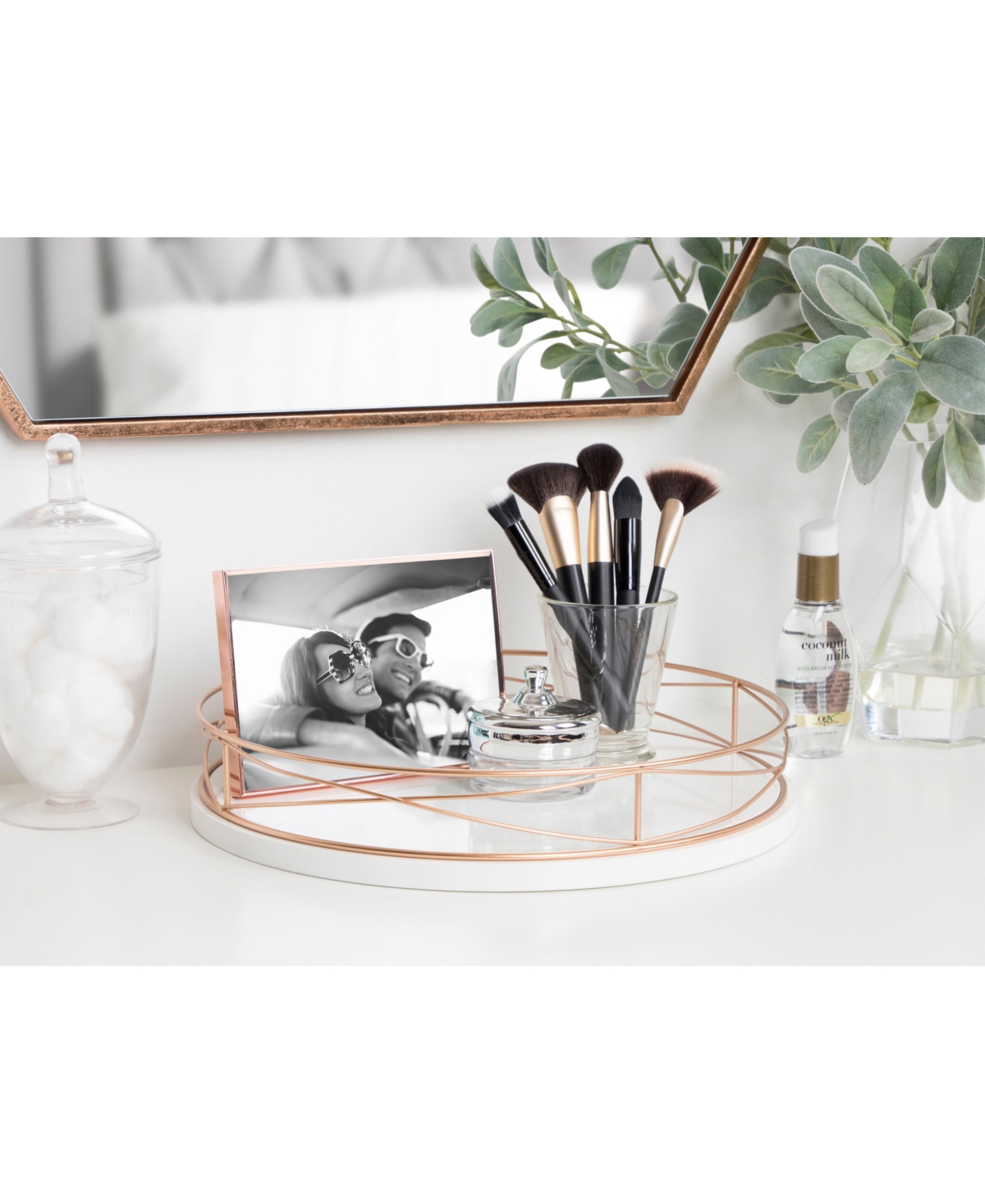 Kate and Laurel Mendel Round Tray With Decorative Metal Rim - 14