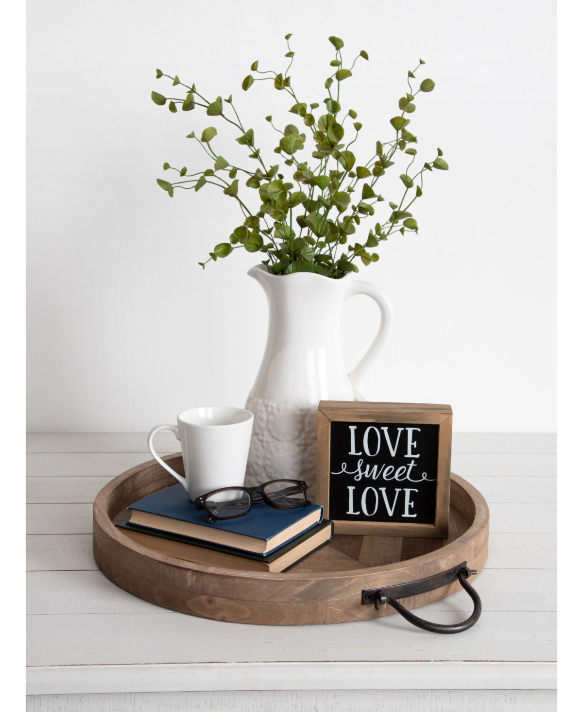 Kate and Laurel Marmora Wood and Metal Round Tray - 18