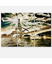 French Country 3 Panels Metal Wall Clock