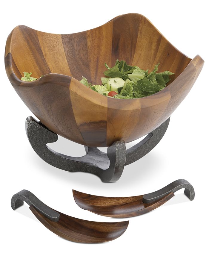 Nambé Nambe Anvil Scroll Salad Bowl with Servers Macy's