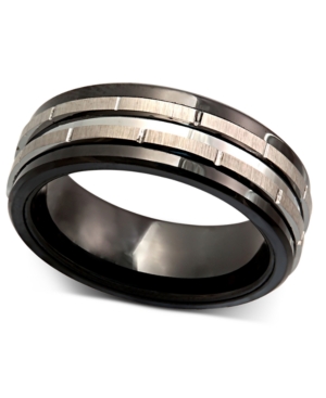Men's Tungsten Ring, Black Ceramic Tungsten Design Ring