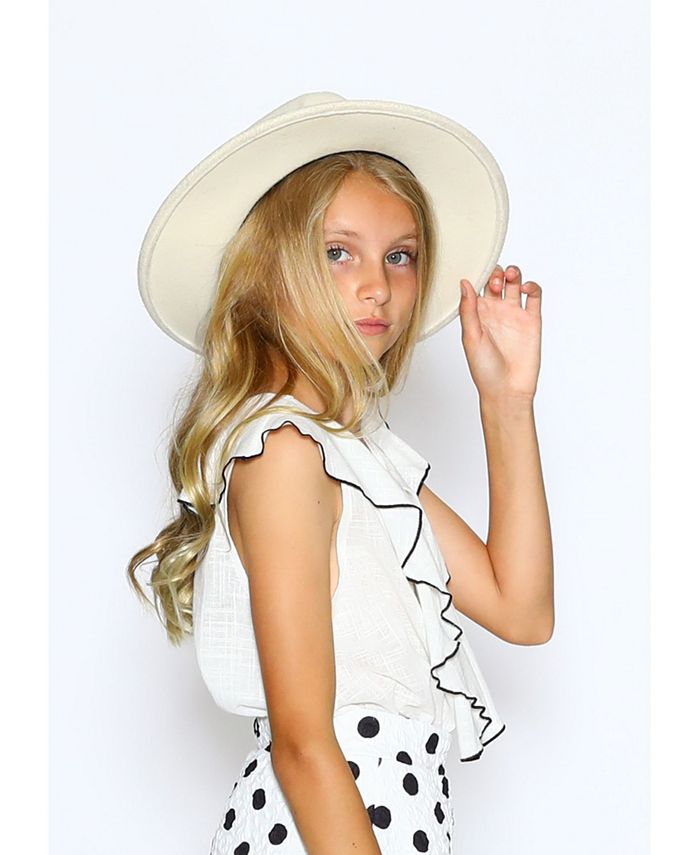 Lanoosh Little Girl Loose Fit Top with Black Front Marrow Detail Macy's