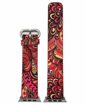 image of Women-s Floral Print Leather Apple Watch Strap 38mm